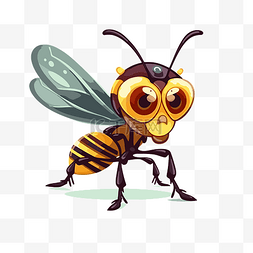 卡通大翅膀蜜蜂图片_大黄蜂剪贴画卡通愤怒的昆虫大眼