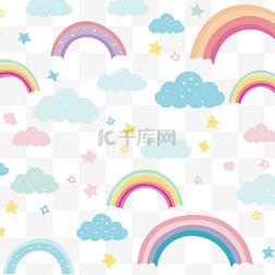 天空的彩虹图片_可愛的彩虹圖案