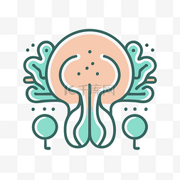 蘑菇的轮廓样式 向量