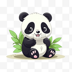 可爱的熊猫卡通平面插画