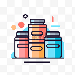 储存食品图片_带有罐子和颜色的食品储存图标 