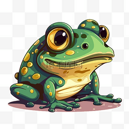 牛蛙剪贴画卡通青蛙坐在白色背景