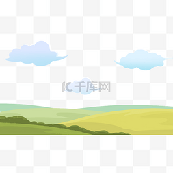 田野卡通图片_蓬松的云彩边框横图可爱田野