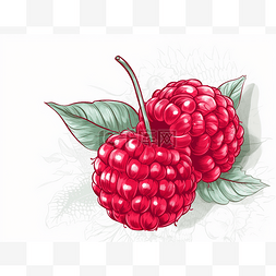 红上图片_背景上有叶子的红树莓