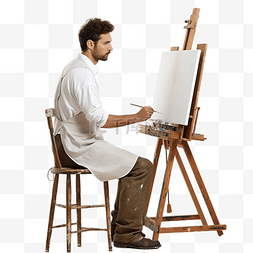 艺术家画家在画布上绘画