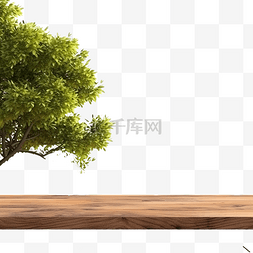 棕色树图片_旧木桌木板，具有树背景概念 3D 