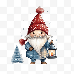 圣诞贺卡上有一个可爱的北欧侏儒