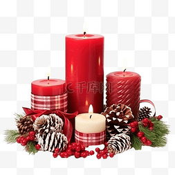 圣诞花蜡烛图片_带有蜡烛和圣诞装饰品的圣诞组合