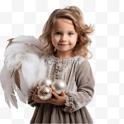 孩子拍摄图片_摄影棚里一个带翅膀的可爱小女孩