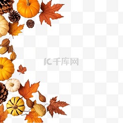 秋季装饰品图片_白色秋季装饰，带复制空间