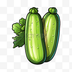 黄瓜蔬菜贴纸插画