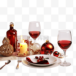 餐桌上的的花图片_圣诞餐桌上的节日装饰与蜡烛