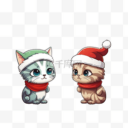 卡通益智游戏人物图片_圣诞节期间与卡通猫人物的差异游