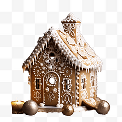 蛋糕屋背景图片_黑色背景上有圣诞装饰的姜饼屋
