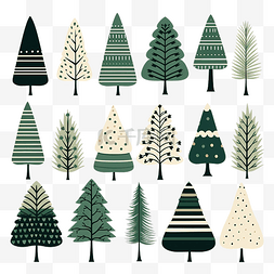 假日季图片_最小风格矢量隔离集的圣诞树