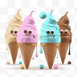 四个冰淇淋图片_冰淇淋甜筒 向量