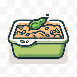 绿色透明浴缸中准备食用的汤的图