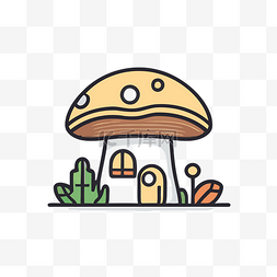 蘑菇屋标志风格卡通图标插画 向
