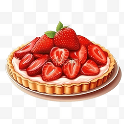 甜品甜品草莓挞插画