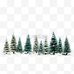雪中森林图片_冬季降雪后雪中的森林小圣诞树