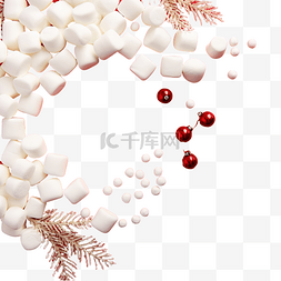 白色的棉花糖图片_假日平躺的白色棉花糖和红色的圣