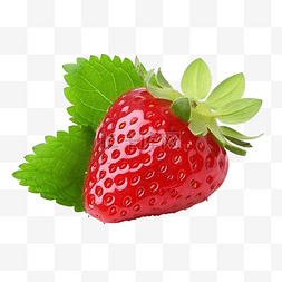 白色背景绿叶的大新鲜成熟红草莓