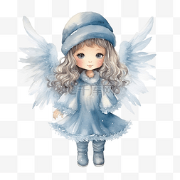 可爱冬季雪娃娃图片_水彩娃娃冬季天使