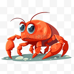 crawdad 剪贴画可爱的卡通红蟹，白