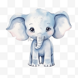 手绘青羊宫图片_可爱的水彩大象