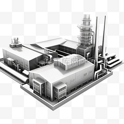 办公室工厂图片_工业厂房的 3d 插图代表工厂建筑
