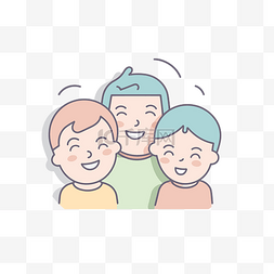 爸爸和 2 个孩子笑的家庭平面图标