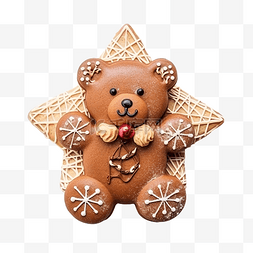 吃食物的狗狗图片_木头上熊形状的饼干，上面有圣诞