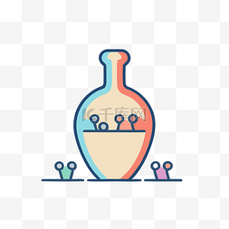 空瓶子图片_一个装满人的空瓶子的线性插图 