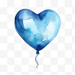 蓝色水彩心形气球