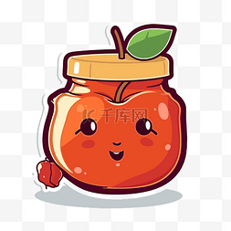 果酱罐图片_卡通罐苹果味果酱，有一张可爱的
