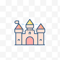 像素城堡图片_卡通线条风格城堡图标 向量