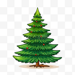 圣诞云杉树平png卡通风格