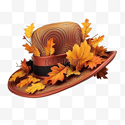 优雅的帽子与秋叶庆祝感恩节