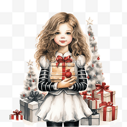 胡桃夹子png图片_在圣诞树和礼物前拿着胡桃夹子玩