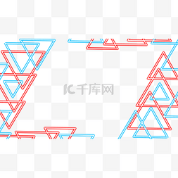 蓝色渐变故障图片_霓虹红蓝交错三角形边框横图