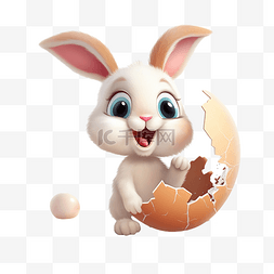 可爱的对图片_兔子可爱的兔子对着破碎的鸡蛋眨