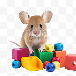 老鼠在玩玩具