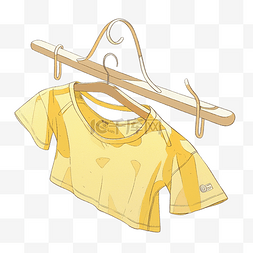 黄色t恤图片_带衣架的黄色T恤