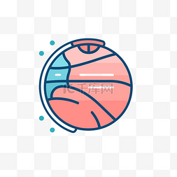 蓝绿色篮球，粉红色，白色背景 