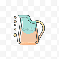 一个水罐与茶的圆形插图 向量
