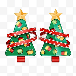 孩子和圣诞树图片_匹配一半 匹配丝带和圣诞树的两