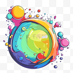 彩色气泡剪贴画彩色圆形，带有基