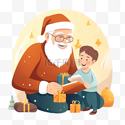 儿子字图片_可爱的祖父和年幼的儿子在圣诞节