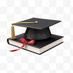 3D 毕业帽，带有文凭元素，用于返