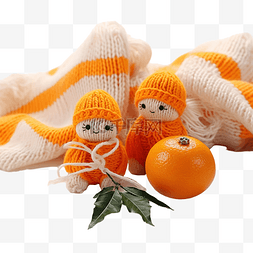 八角星图片_针织围巾上的圣诞橘子和圣诞玩具
